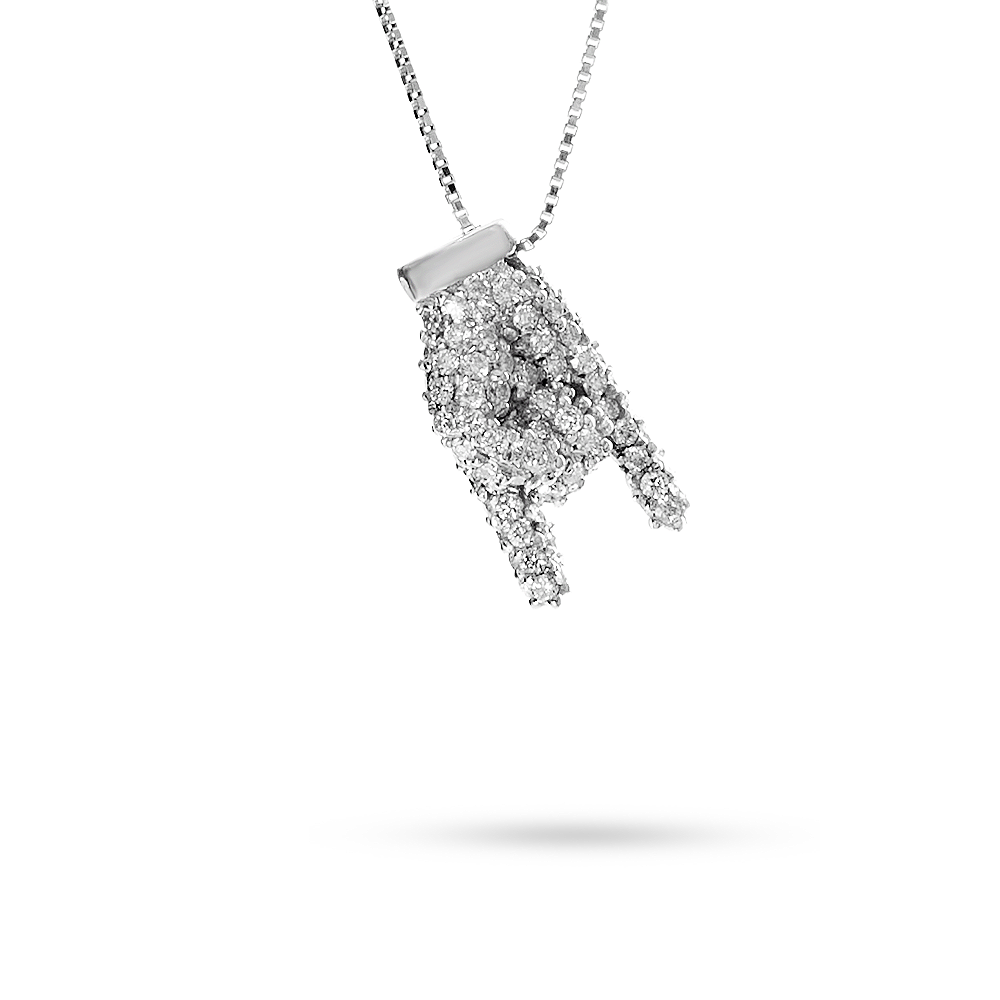 Collana Ciondolo Mano Corna 0,43 ct