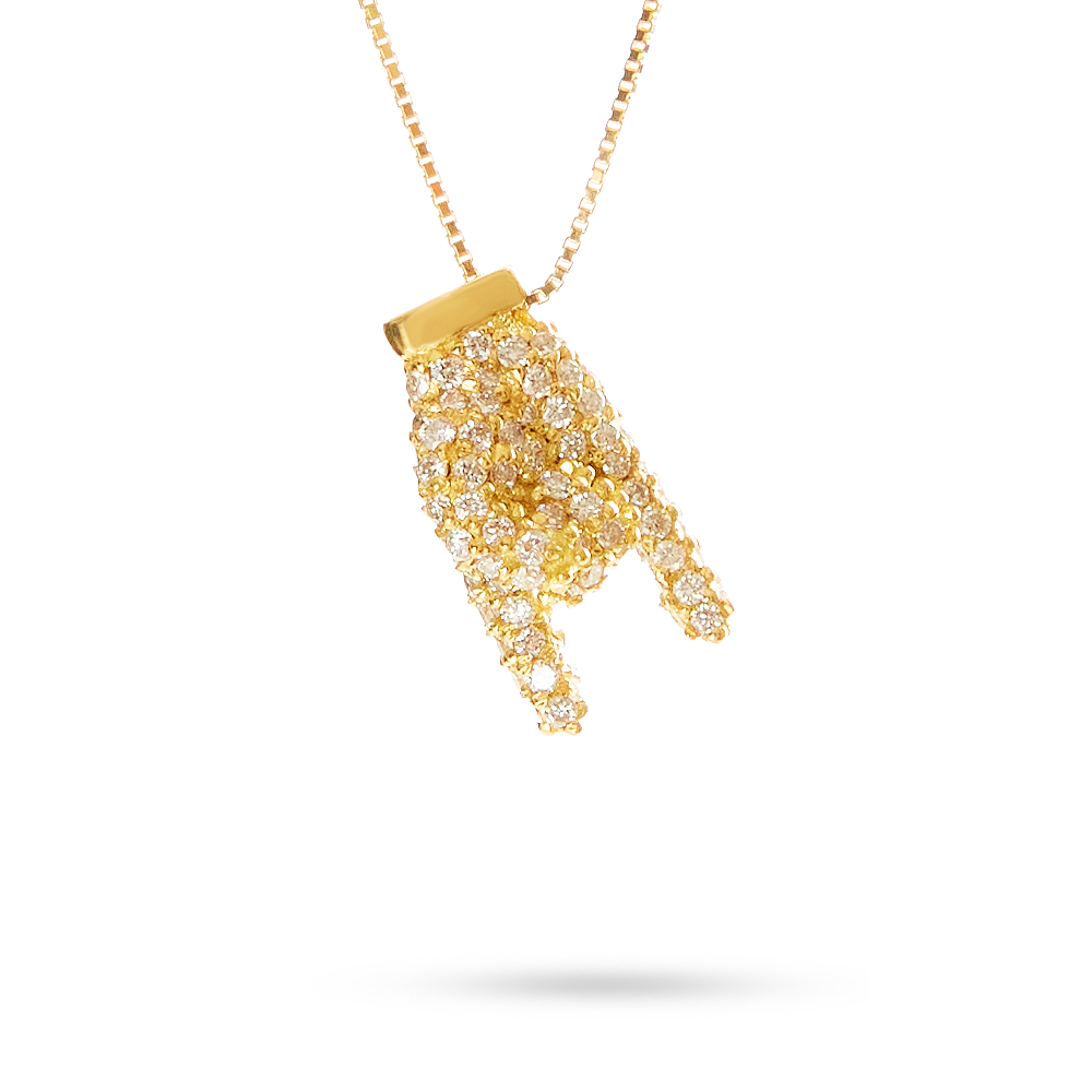 Collana Ciondolo Mano Corna 0,43 ct