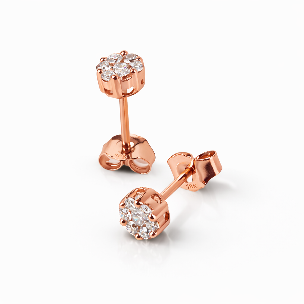 Orecchini Punto Luce Fiori Parure 0,27 ct