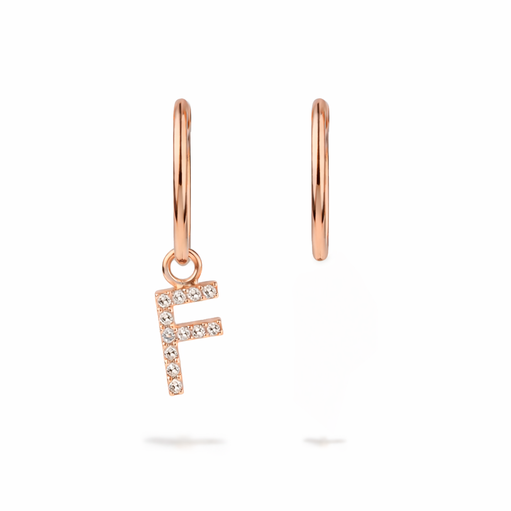Orecchini Ciondolo Lettera F Parure 0,06 ct