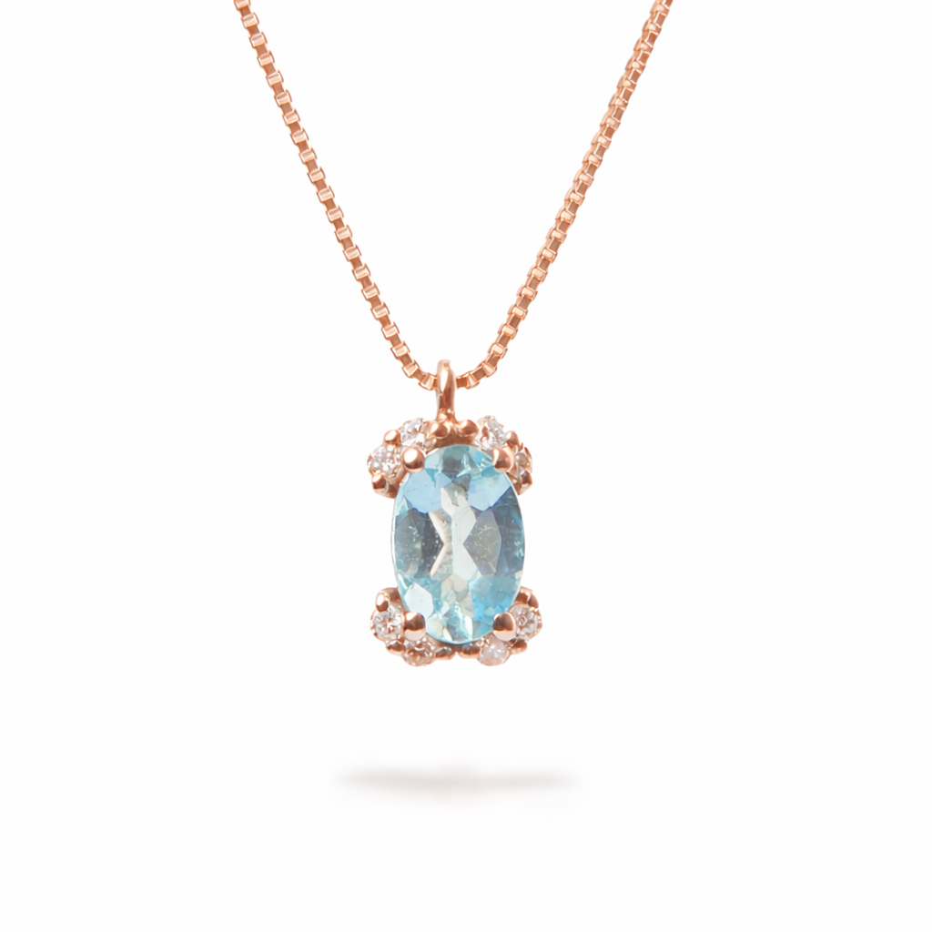 Collana Ciondolo Acquamarina Ovale Parure 0,41 ct
