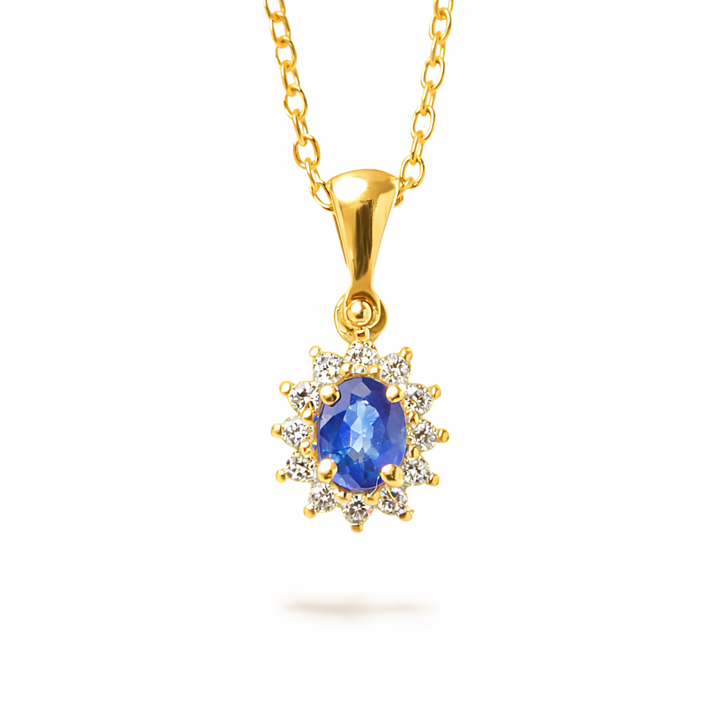 Collana Ciondolo Zaffiro Ovale Parure 0,30 ct
