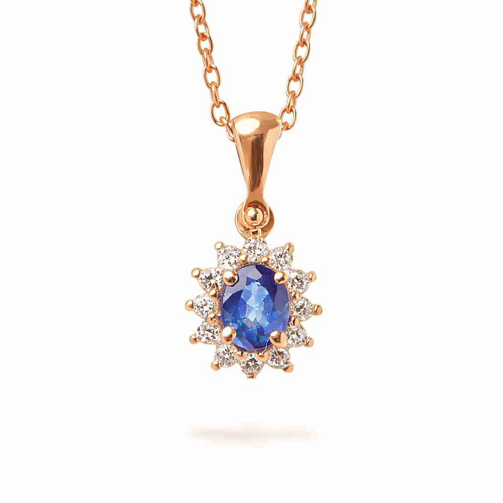 Collana Ciondolo Zaffiro Ovale Parure 0,30 ct