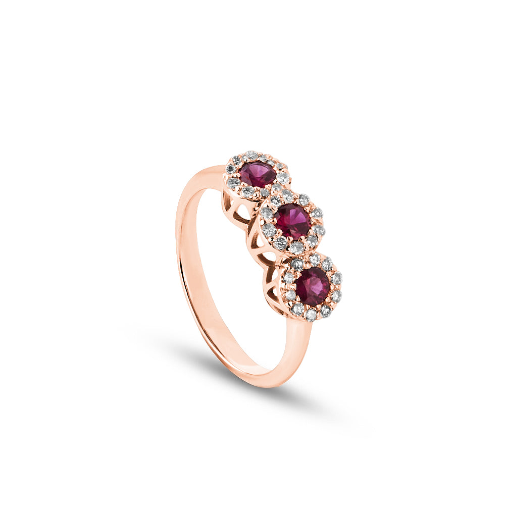 Anello Trilogy Rubini 0,85 ct
