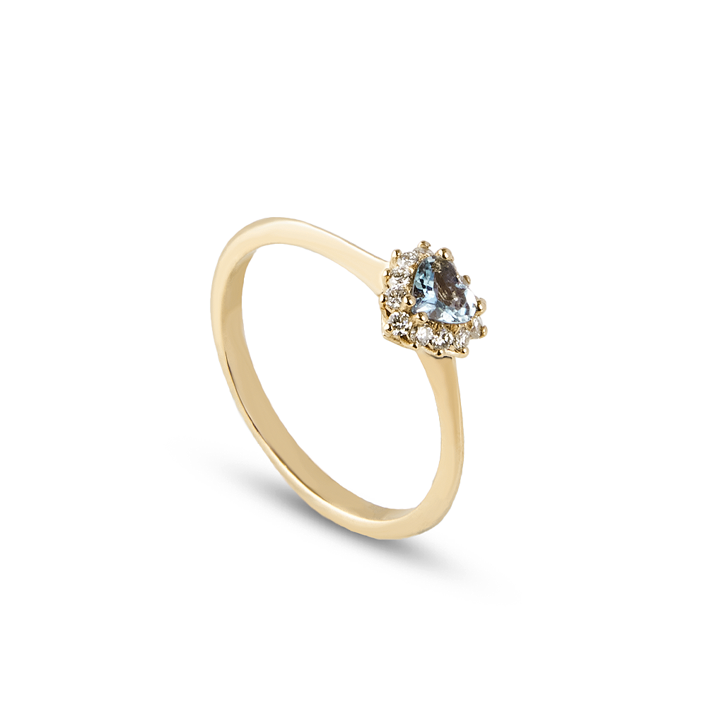 Anello Acquamarina Cuore Parure 0,28 ct
