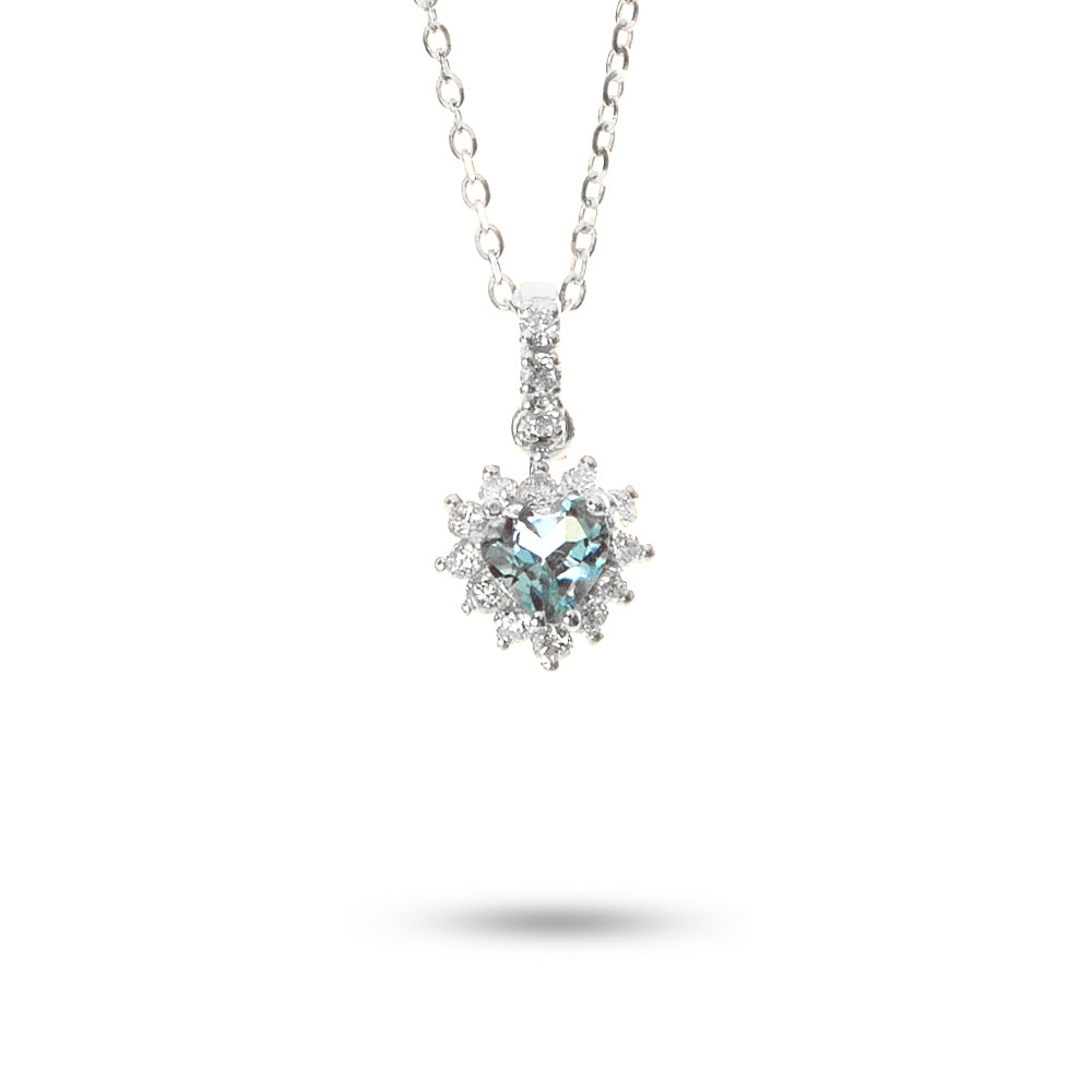 Collana Ciondolo Acquamarina Cuore Parure 0,32 ct