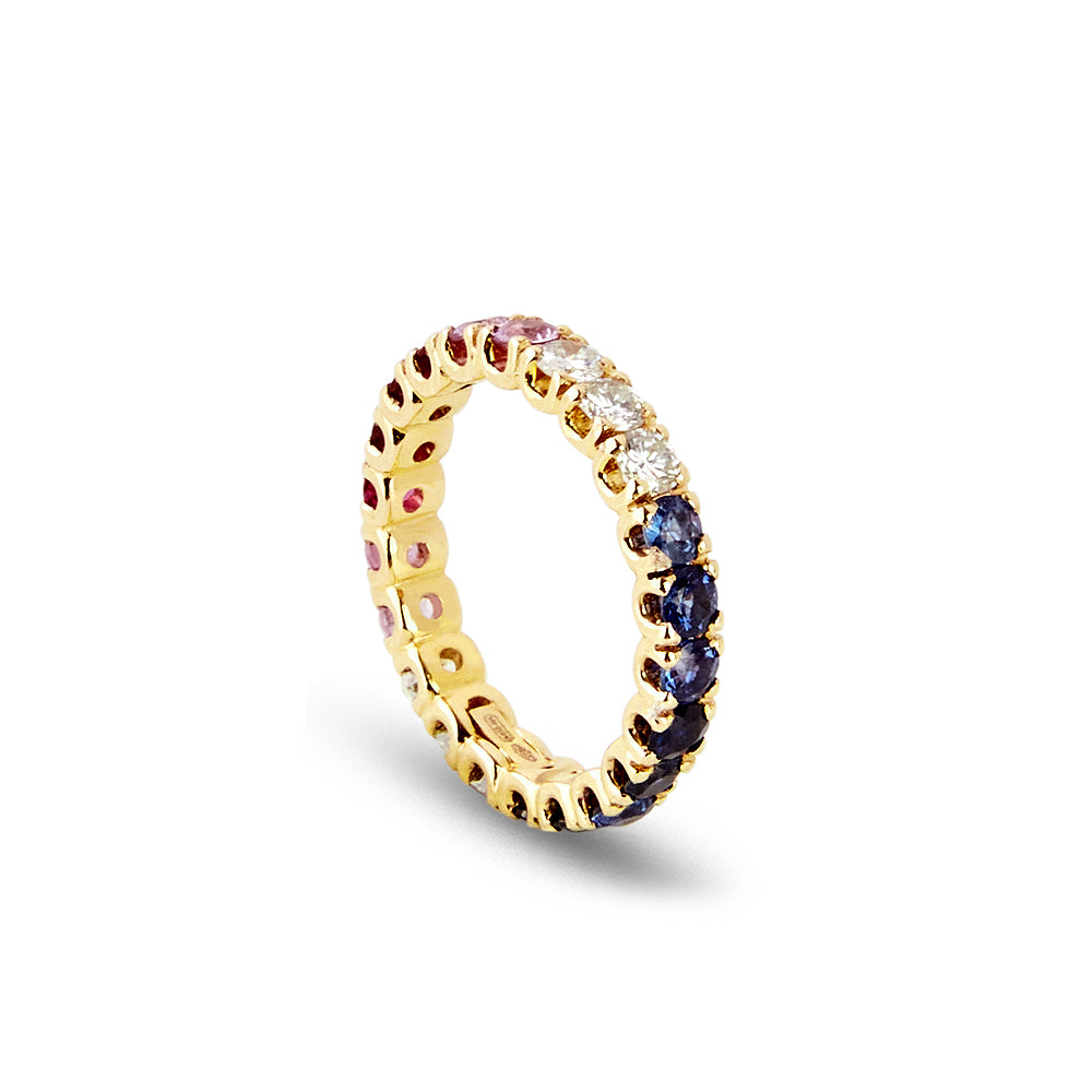 Anello Veretta Zaffiri Rosa e Blu 2,46 ct