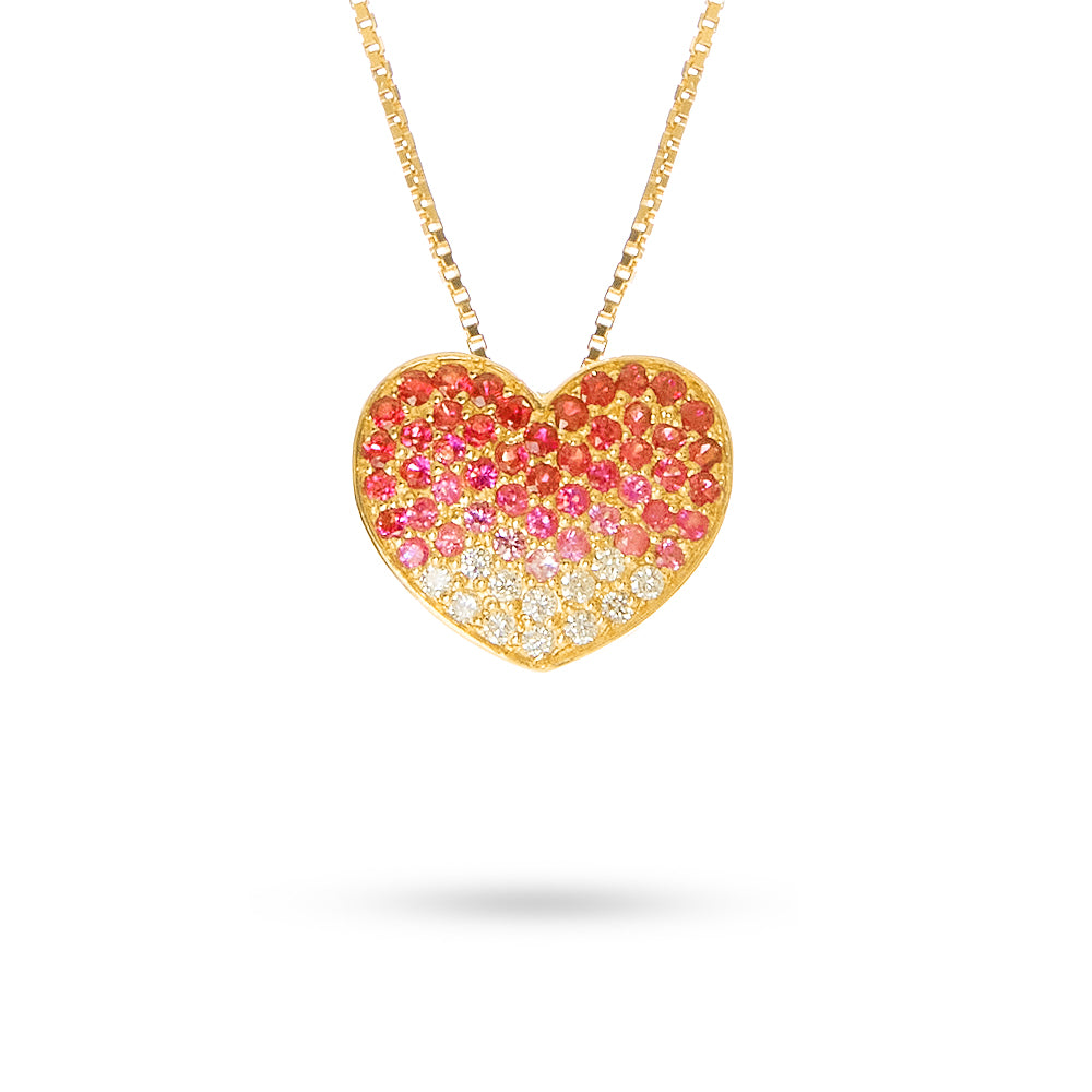 Collana Ciondolo Cuore Zaffiro Rosa 0,52 ct