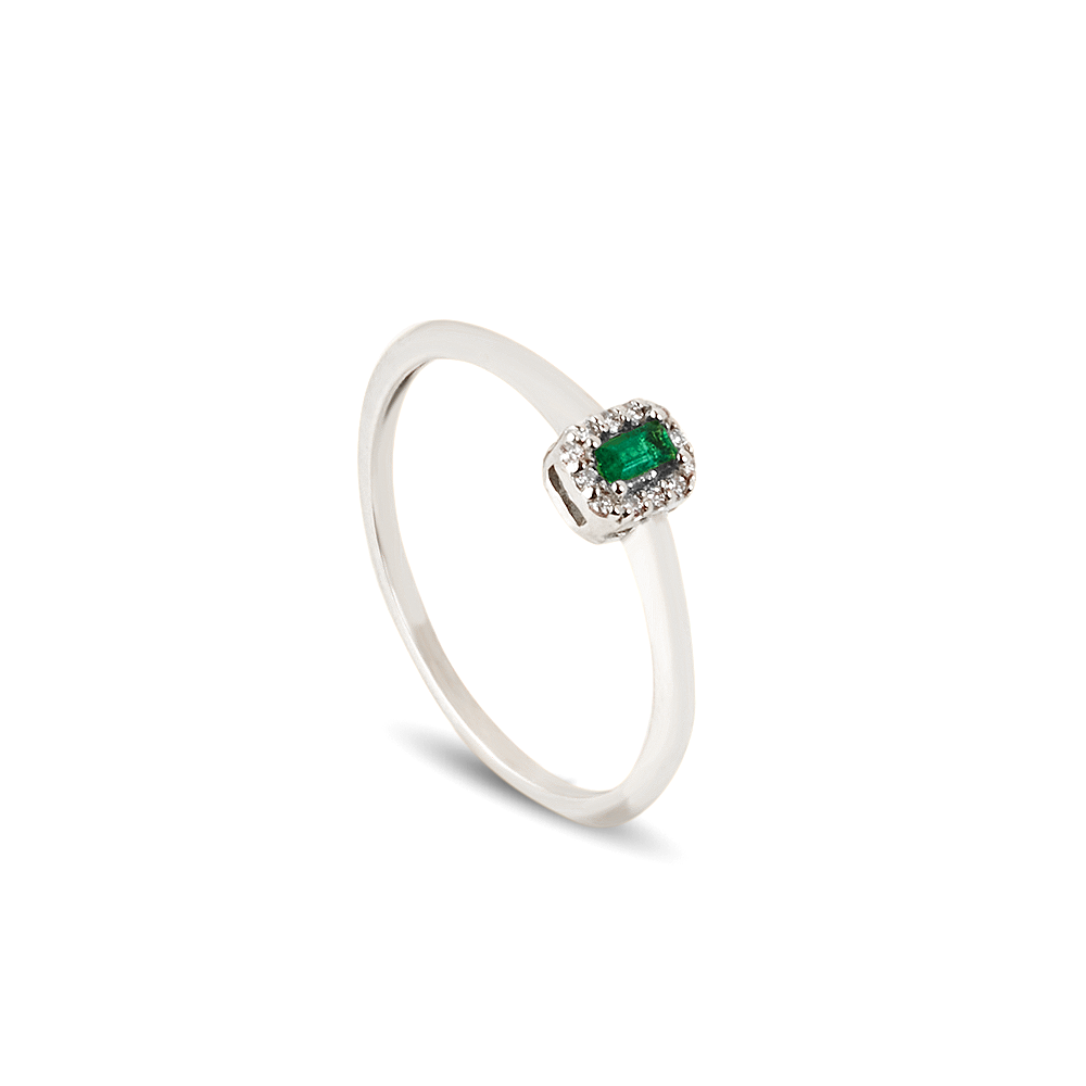 Anello Smeraldo Baguette Parure 0,10 ct