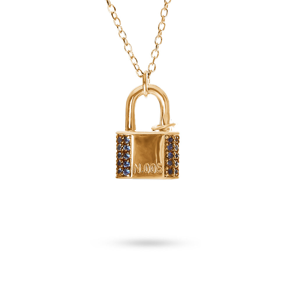 Collana Ciondolo Catenaccio Blu 0,22 ct