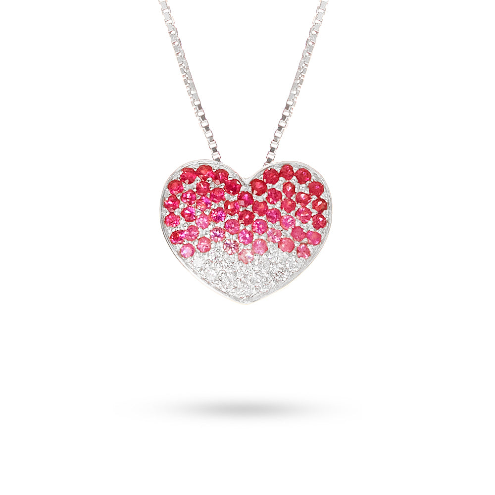 Collana Ciondolo Cuore Zaffiro Rosa 0,52 ct