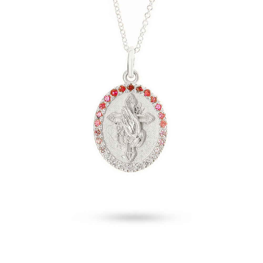 Pendente Mani Croce Rubini 0,19 ct
