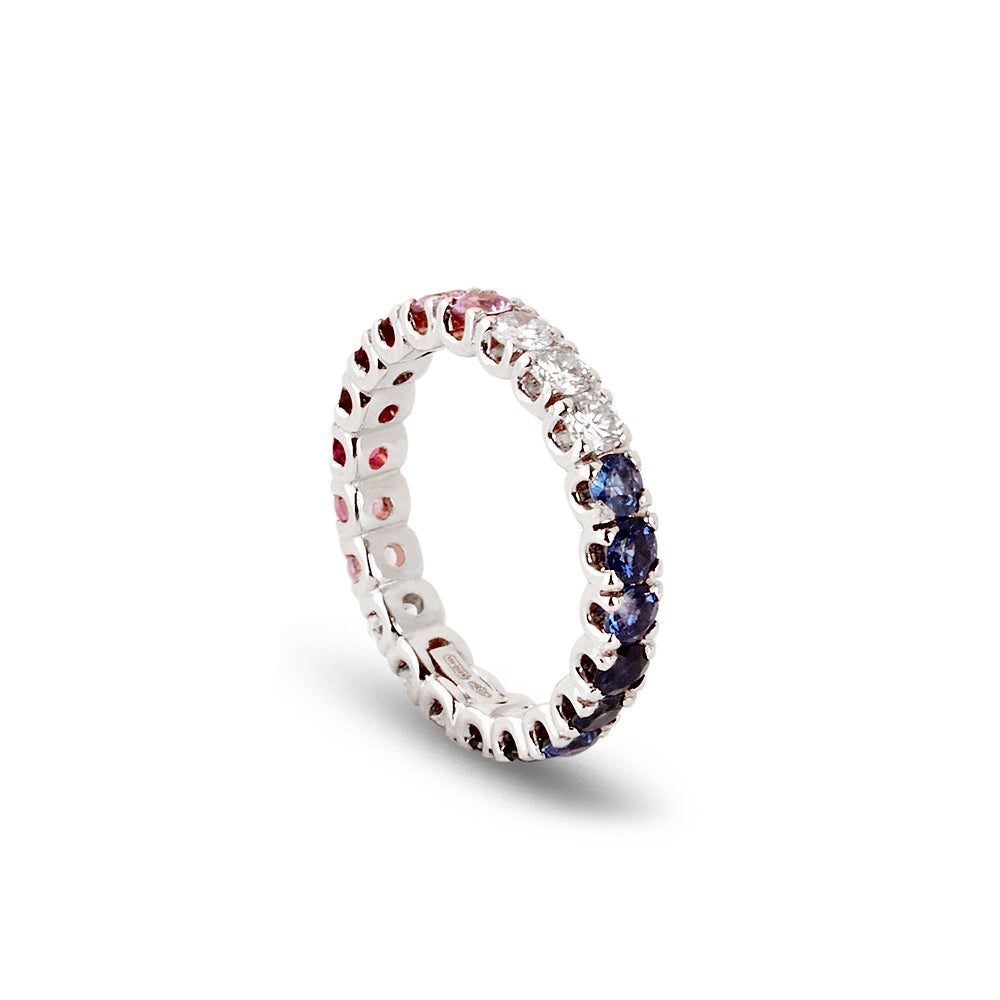 Anello Veretta Zaffiri Rosa e Blu 2,46 ct