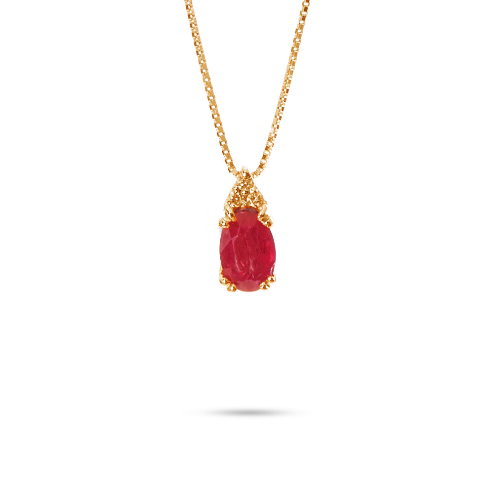 Collana Ciondolo Rubino Ovale Parure 0,65 ct
