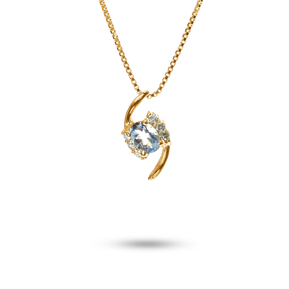 Collana Ciondolo Acquamarina Ovale Parure 0,14 ct