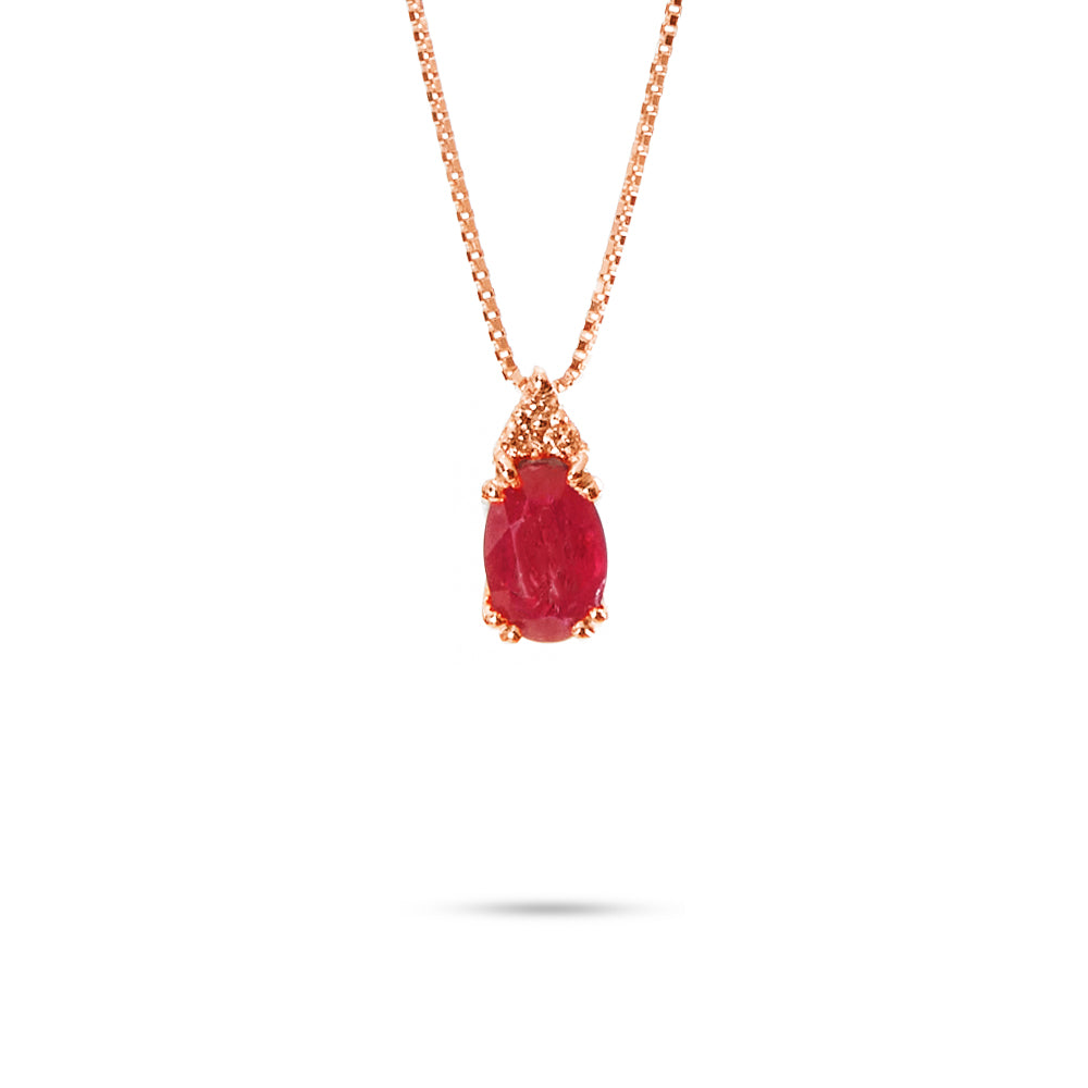 Collana Ciondolo Rubino Ovale Parure 0,65 ct