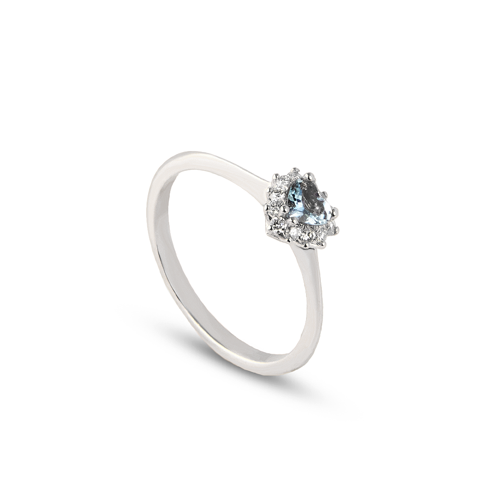 Anello Acquamarina Cuore Parure 0,28 ct