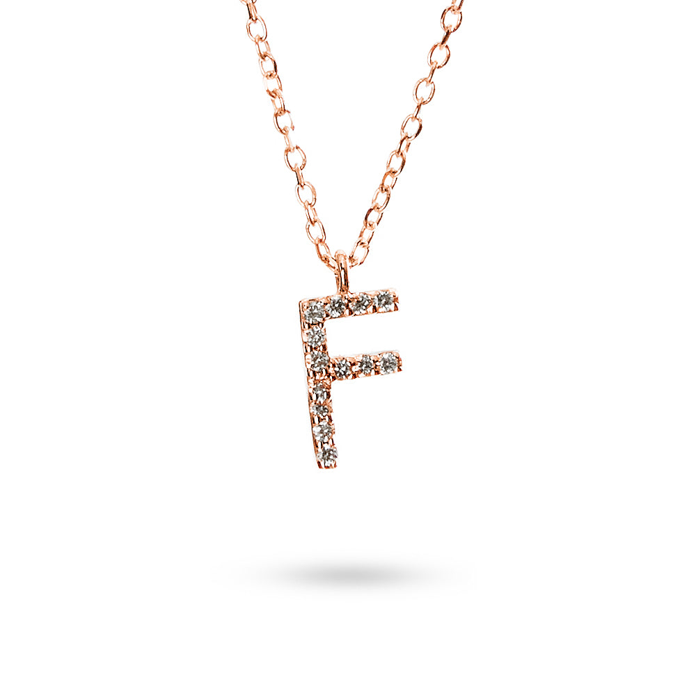 Collana Ciondolo Lettera F Parure 0,06 ct