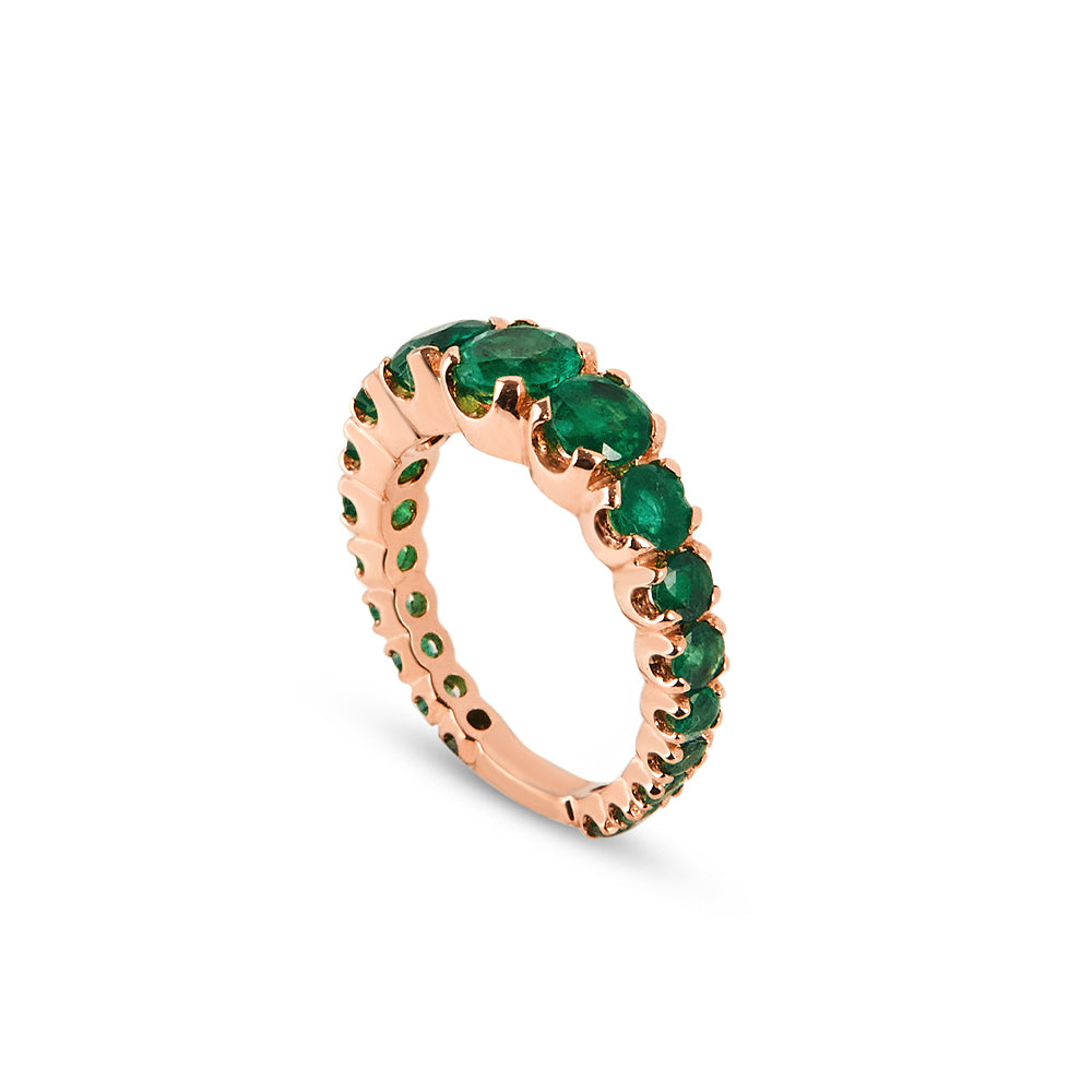 Anello Veretta Smeraldi  Degradè 3,31 ct