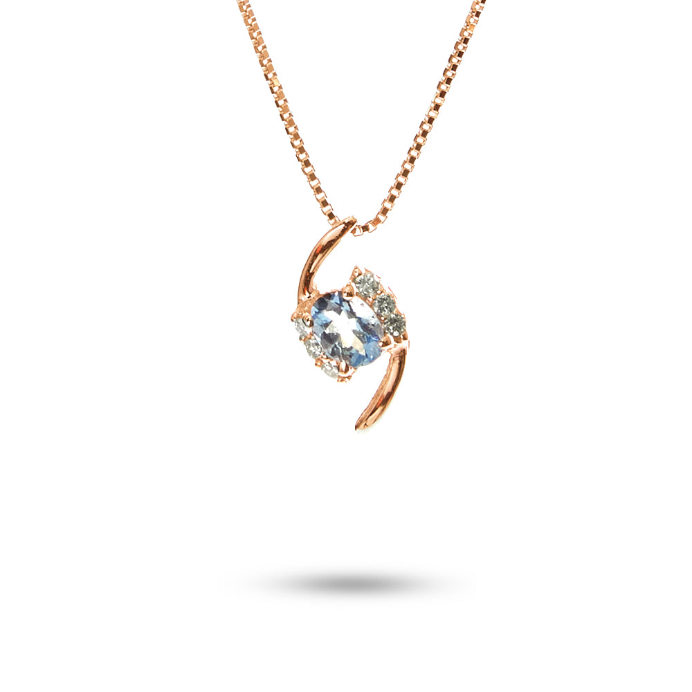 Collana Ciondolo Acquamarina Ovale Parure 0,14 ct