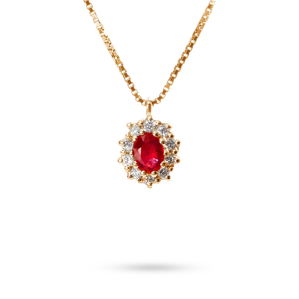Collana Ciondolo Rubino Ovale 0,24 ct