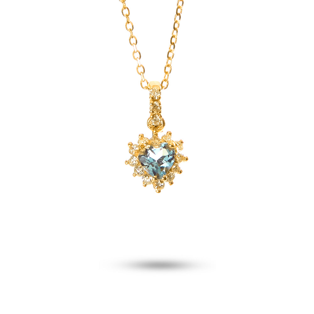 Collana Ciondolo Acquamarina Cuore Parure 0,32 ct