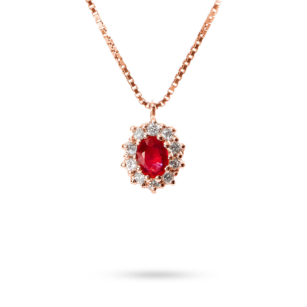Collana Ciondolo Rubino Ovale 0,24 ct