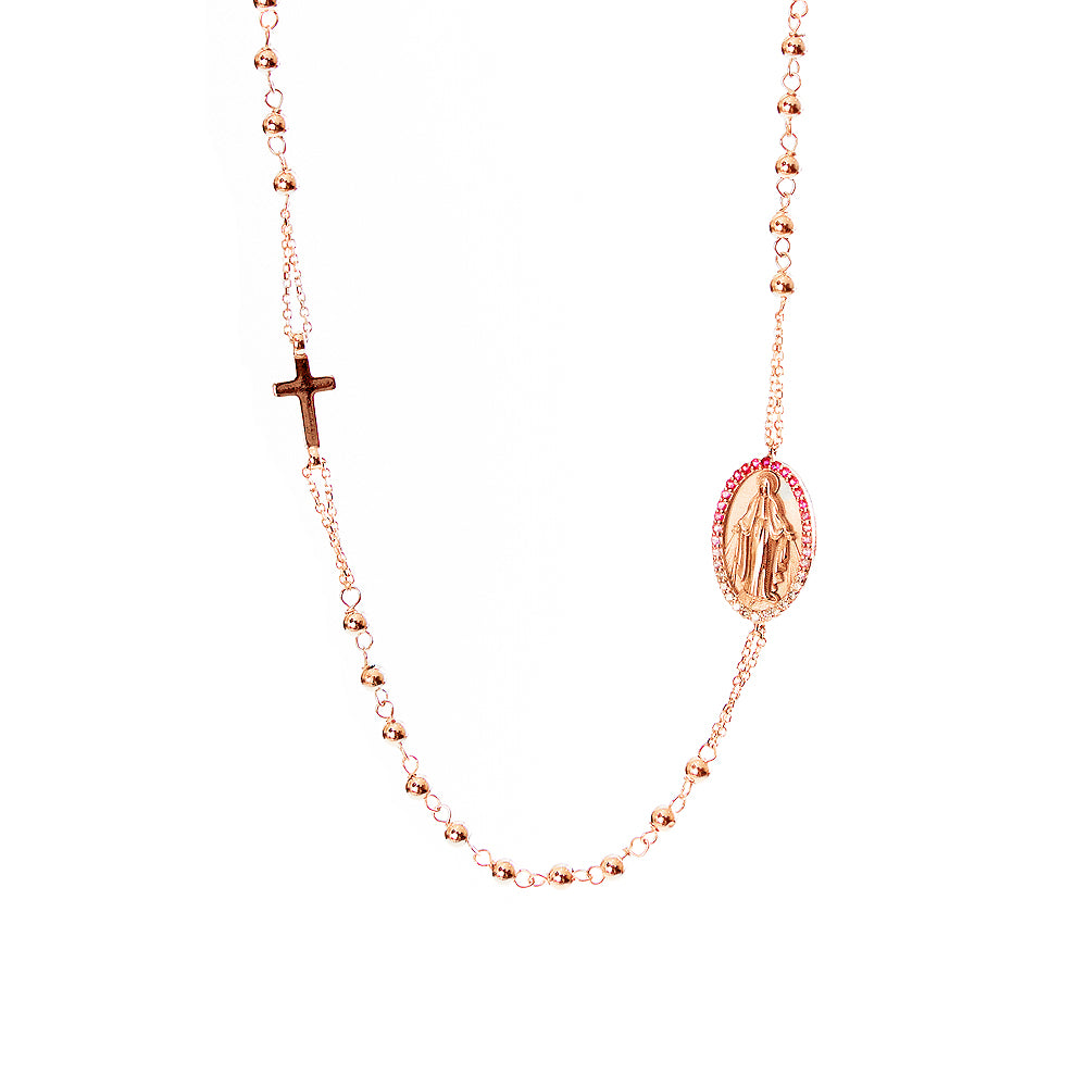 Collana rosario zaffri rosa 0,22 ct