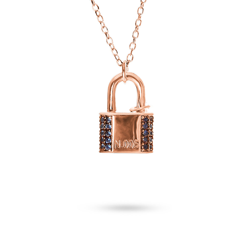 Collana Ciondolo Catenaccio Blu 0,22 ct