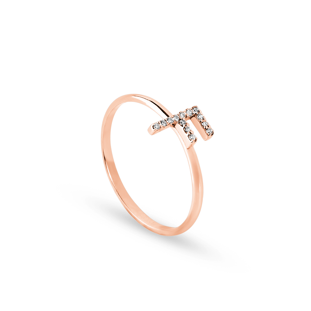 Anello Lettera F Parure 0,06 ct