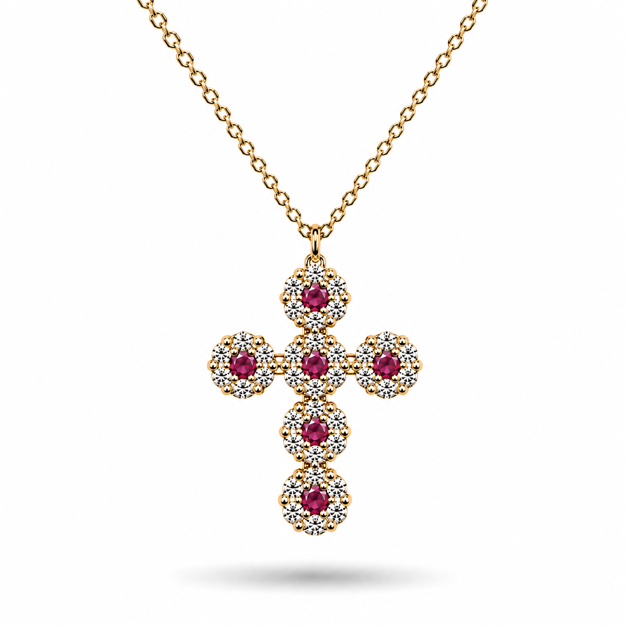Collana Ciondolo Croce Rubini 0,82 ct