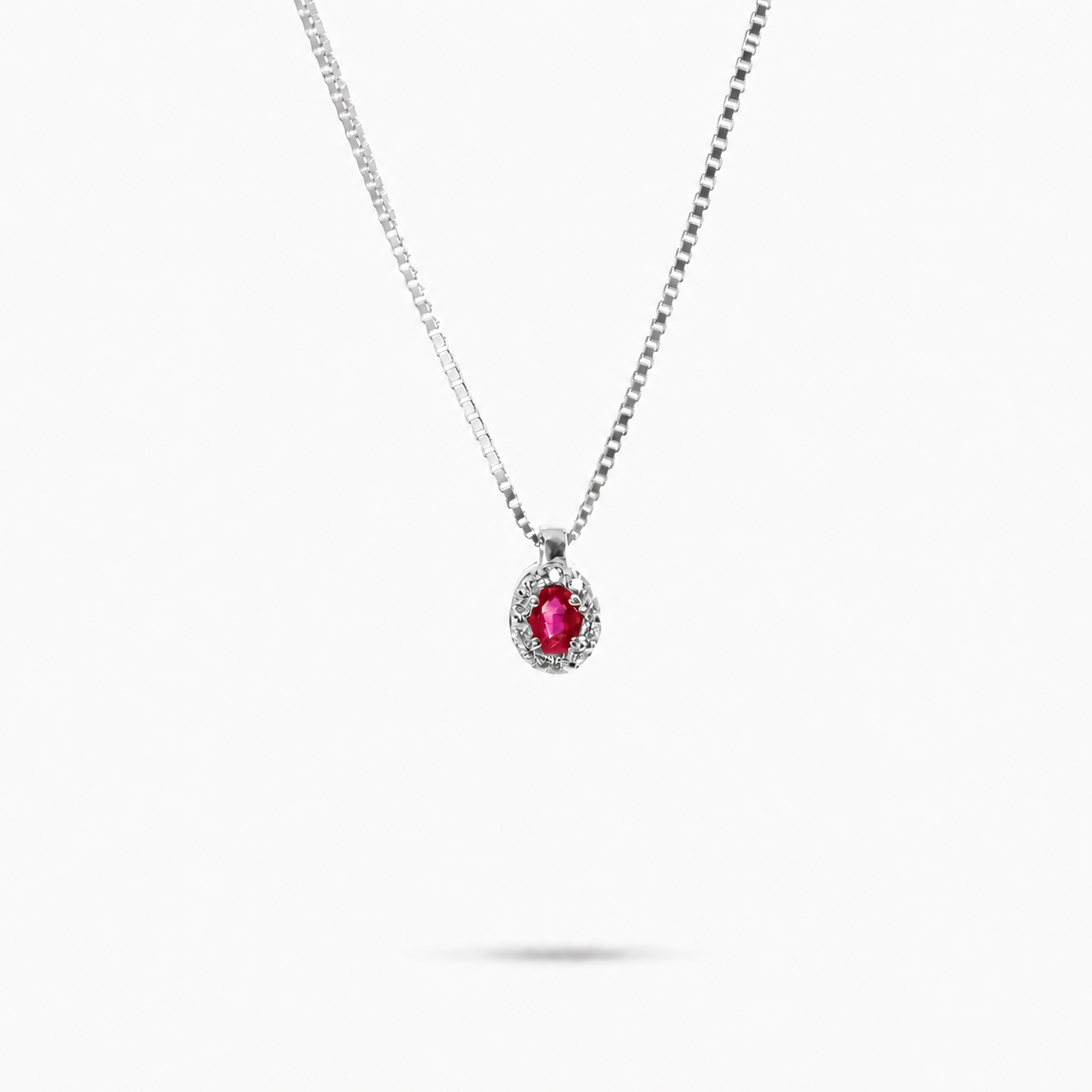 Collana Ciondolo Rubino Ovale Parure 0,16 ct