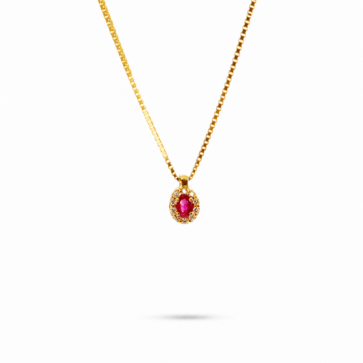 Collana Ciondolo Rubino Ovale Parure 0,16 ct