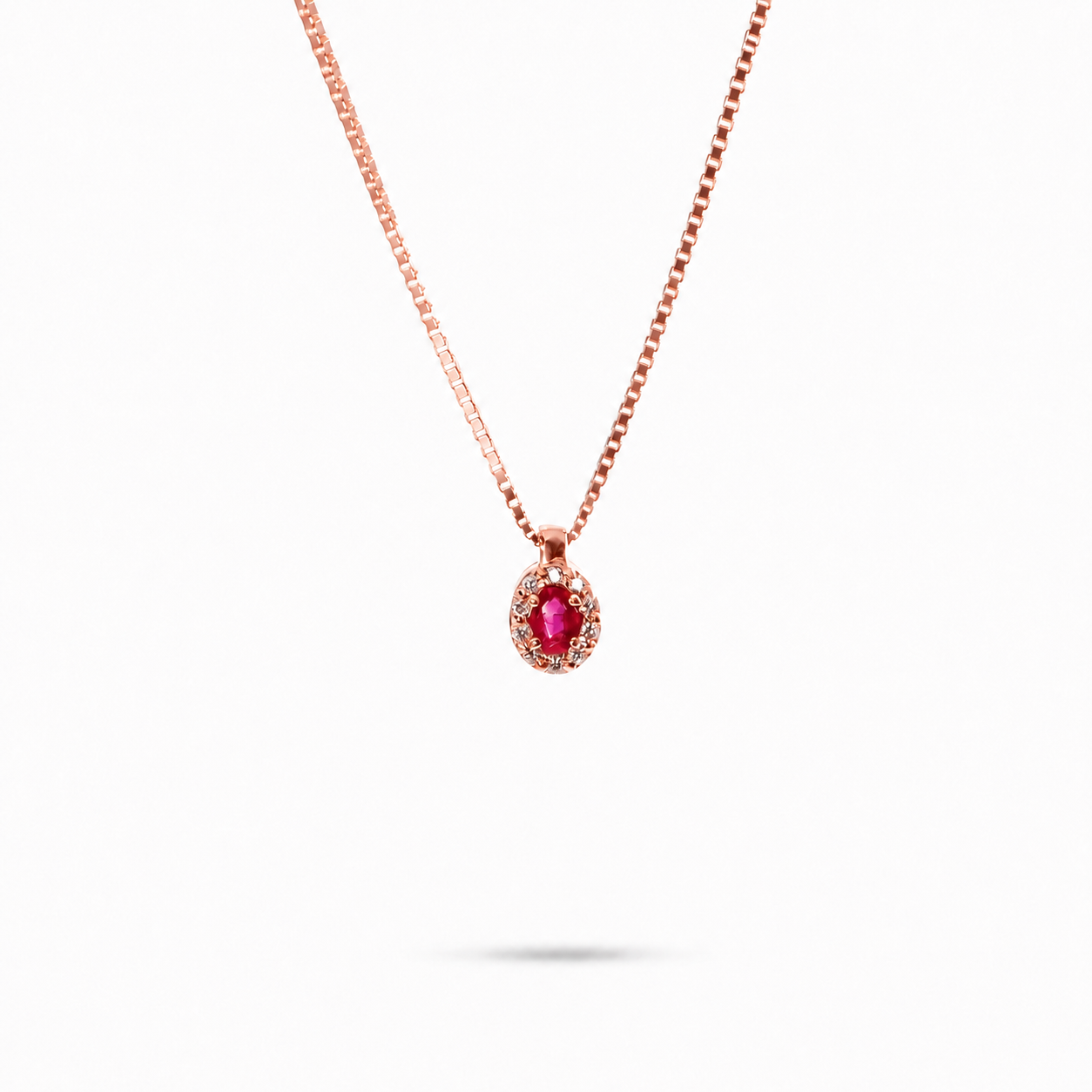 Collana Ciondolo Rubino Ovale Parure 0,16 ct