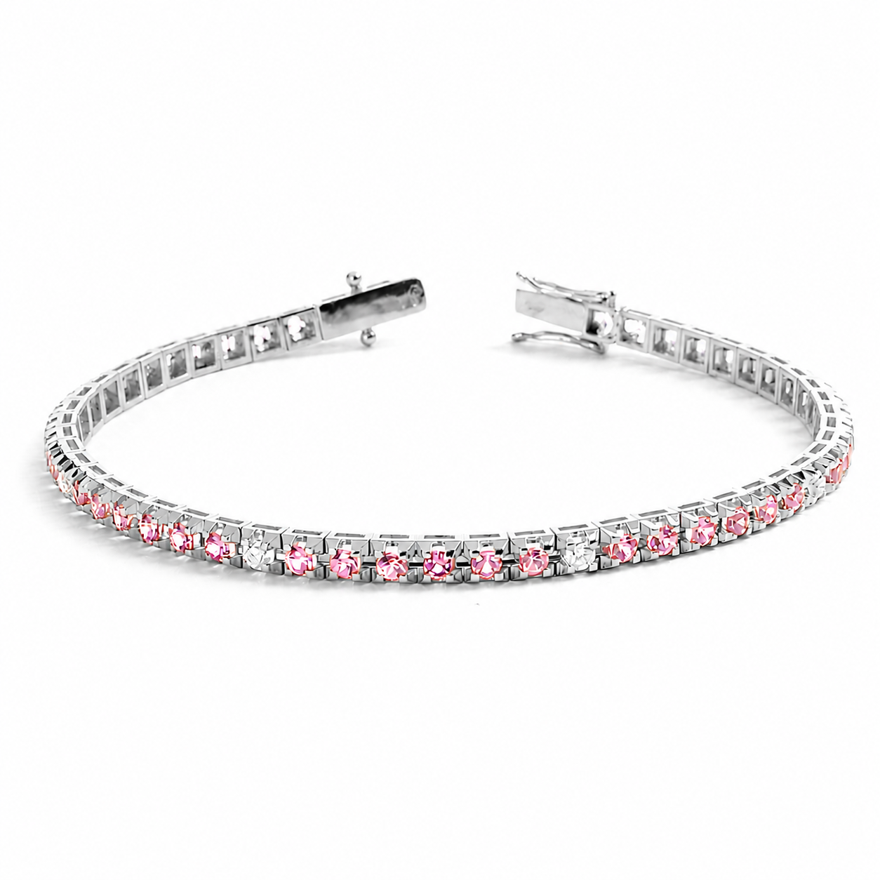 Bracciale Tennis Zaffiri Rosa 3,43 ct