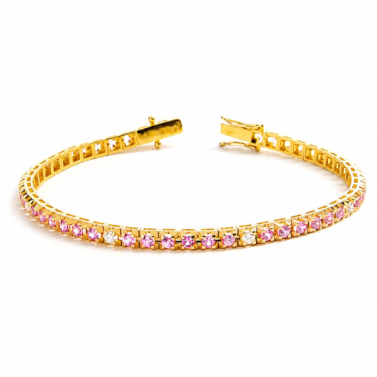 Bracciale Tennis Zaffiri Rosa 3,43 ct